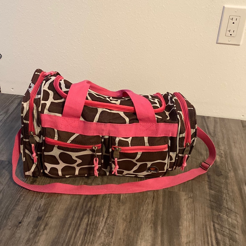 giraffe print duffel bag